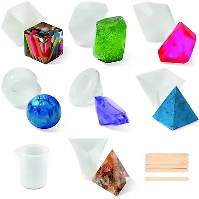 £9.99 • Buy 8 Pack Epoxy Resin Moulds DIY Jewellery Crafts Moulds Casting Starter Tool Kit