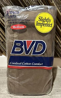 New Vintage BVD Mens Briefs Sz 34 Med Brown 3 Pack Underwear Sealed Army 1992 B7 • $19.99