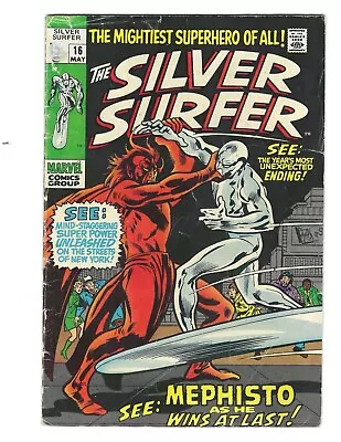 Silver Surfer #16 1969 VG+/FN-  Mephisto Classic Cover!  Combine Shipping • $39.99