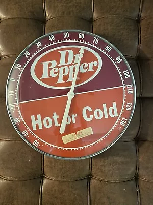 Vintage Large Dr Pepper Thermometer HOT OR COLD 18  NOS • $175