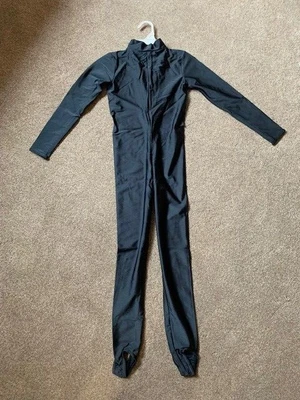 £8.50 • Buy Danse Dezines Long Sleeve High  Neck Keyhole Dark Grey Catsuit Size 2 Child M