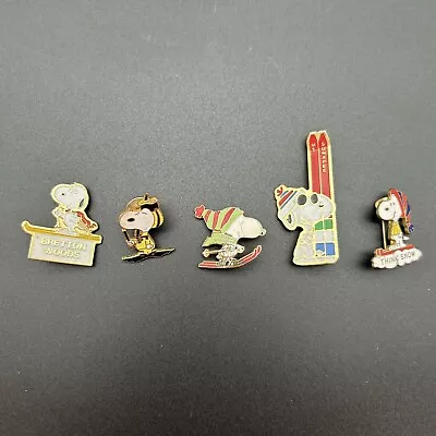 Vintage Lot Of 5 Snoopy Aviva Schulz Pins Skiing Scuba Mt Sunapee Bretton Woods • $34.99