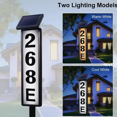 Lighted House Numbers Plaque For Outside Waterproof Solar Address Sign For Yard • £18.99