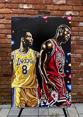 Original Michael Jordan Kobe Bryant Painting - 24x36 - By K Michelle Artwork • $1200