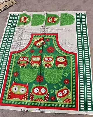 #49B Vintage Christmas Holiday Apron Owls Fabric Panel Cut Sew • $9.99