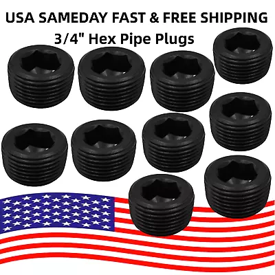 Pipe Plugs 10PCS 3/4  NPT Steel Internal Hex Countersunk Thread Socket Screw USA • $14.85