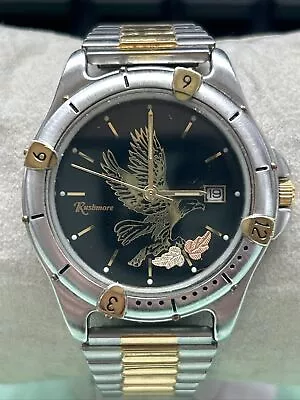 Black Faced Black Hills Gold  Rushmore  Date & Time Eagle Silhouete Watch • $69.95