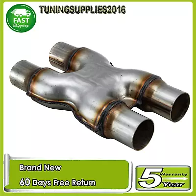 Stainless Steel Muffler Exhaust Tip Durable Dual 2  Out Car Crossover X Pipe ASI • $45.99