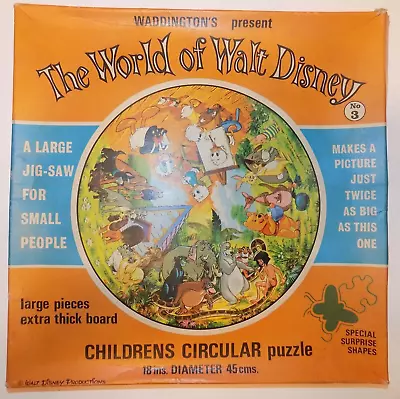 Vintage Waddington’s The World Of Walt Disney Circular Jigsaw Puzzle 100 Pieces  • £10