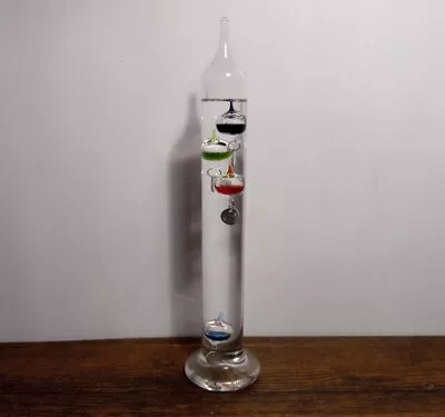 Glass Galileo Thermometer 28cm Tall Temperature Range 20°C-26°C Decorative • £12.99