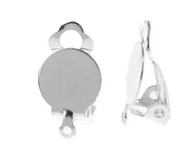 Silver Clip On Earring Findings Non Pierced With Flat Pad 20pcs 10 Pairs  • £3.25