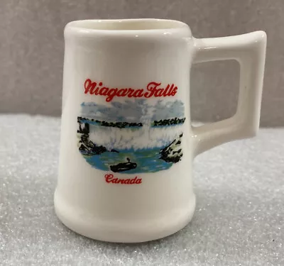 Niagara Falls Canada Mini Beer Mug Shot Glass White Porcelain 2.5 H  • $5.63