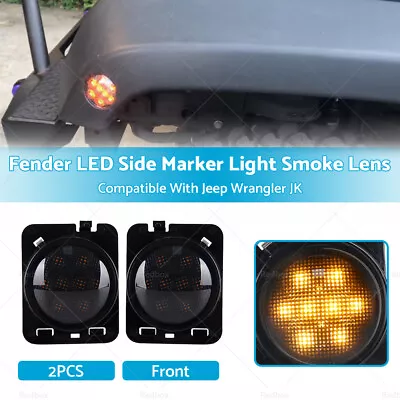 2x Fender LED Side Marker Light Smoke Lens Suitable For Jeep Wrangler JK 2007-18 • $23.50