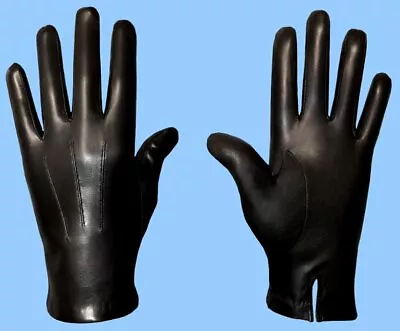 New Mens Classic Genuine Black Lambskin-kid Leather Dress Gloves-cashmere Lined • $55.95