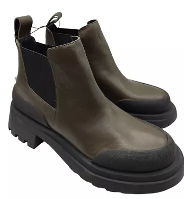 Zara Womens Brown And Black Leather Low Ankle Boots Size 3 Uk New Rrp 80 Free Pp • £37.99