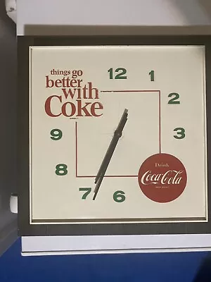 Vintage 1960s  Coca-Cola Wall Clock Things Go Better With Coke Plastic 17”.  • $69