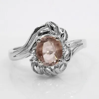 Exquisite Morganite Salmon Color 925 Sterling Silver Handmade Statement Rings • $21.99