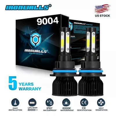 4-sides 9004 HB1 LED Headlight Conversion Kit High Low Beam Bulbs 6000K White 2x • $19.89