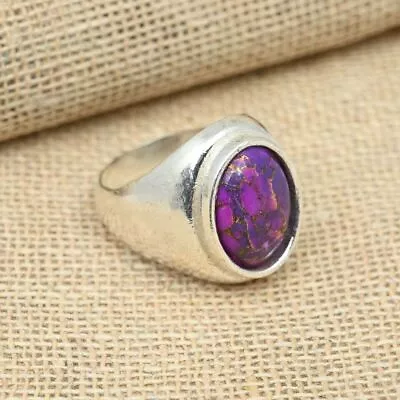 Purple Copper Turquoise Boho Ring 925 Sterling Silver Men's Ring All Size R213 • $16.14