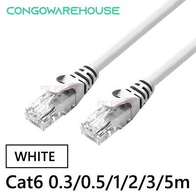 $3.95 • Buy 0.3m 0.5m 1m 2m 3m 5m Cat6 White Ethernet LAN Network Patch Cable Leads 1000Mbps