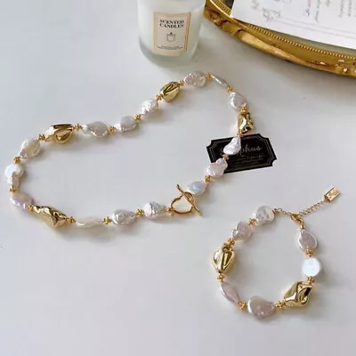Irregular Baroque Pearl Necklace 14k Natural Freshwater Pearl Neckchain For Gift • $21.33