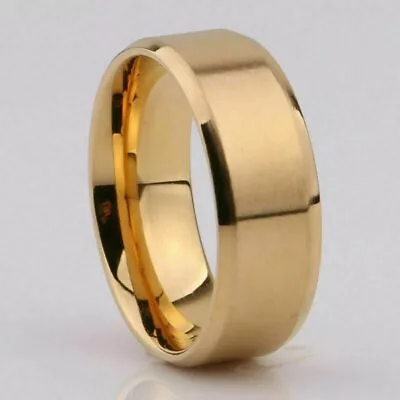 $6.45 • Buy 8MM Stainless Steel Ring Band Black Men's 6 To 12 Wedding Rings Man