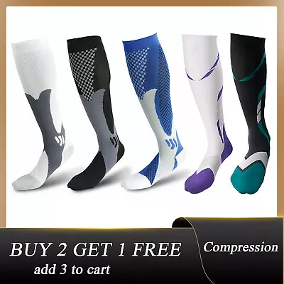 Men Women Compression Socks Stockings 20-30 MmHG Knee High Miracle Foot Support • $8.99