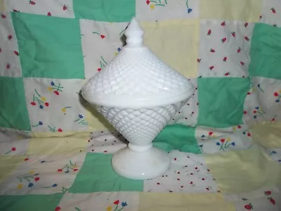 George Westmoreland Candy Dish--white English Hobnail Pedestal Milk Glass • $18