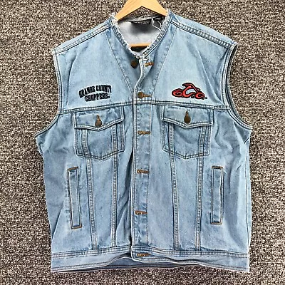 $18.99 • Buy Orange County Choppers Jean Denim Vest Blue Mens Sz L Distressed Buttons Logo