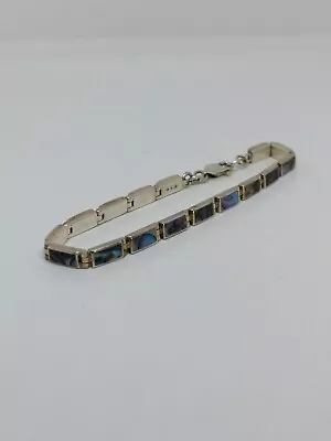 Vintage Sterling Silver 925 Abalone Bracelet 7  • $34.99