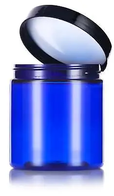 Cobalt Blue Plastic Straight Sided Jar With Black Foam Lined Lid ( 12 Pack) • $20.99