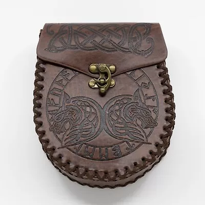 Belt Pouch For Renaissance Faire Costume Bag Purse Medieval Belt Black Brown • $11