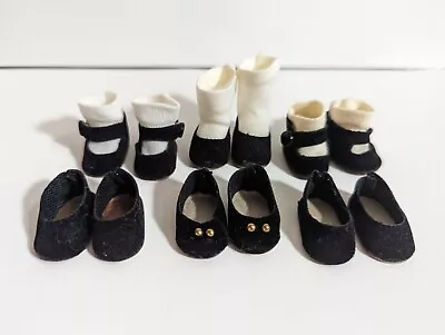 LOT X 6 Pairs BLACK VINTAGE MADAME ALEXANDER SHOES & SOCKS Fit 8  Doll • $29.99