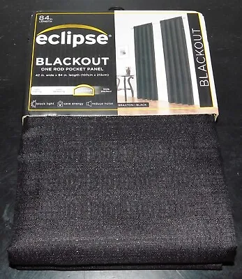 ECLIPSE Blackout Curtain Panel 42  X 84  Braxton Black Thermaback • $12.99