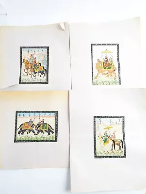 Vintage Lot (4) Antique Persian Mughal Paintings On Silk 6  X 4  • $120