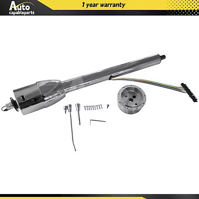 28  Chrome Tilt Steering Column W/ Wheel Adapter No Key Hot Rod GM Manual Style • $158.21