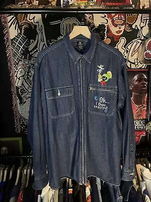 1998 Embroidered Marvin The Martian Zip Up Shirt • $59.82