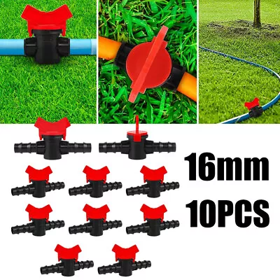 Inline Water Tap Valve Barbed Shut Off Ball Switch 10pcs 16mm Plastic Hose Tube • £8.89