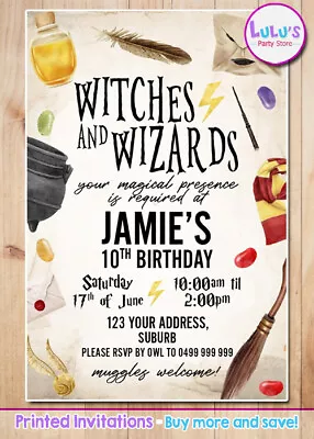 Harry Potter Birthday Party Invitation Invite Personalised Wizard • $2