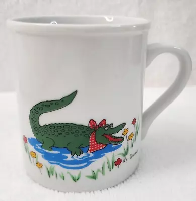 Vintage PAPEL Japan A' La Gator Le Gourmet Cup Mug W/ Alligator And Flowers • $11.95