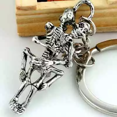 Gothic Couple Skeleton Love Sex Keyring Keychain Fob Charm Funny Gift Birthday • £4.79