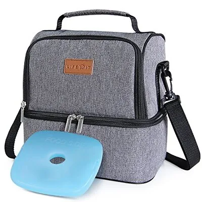 Lifewit 7L Dual Compartment Insulated Lunch Bag With Ice Pack For Adults/Men/Wo • £15.96