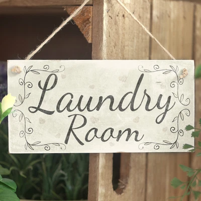 Laundry Room - Handmade Rustic Country Wooden Hanging Door Or Wall Sign / Plaque • £6.99