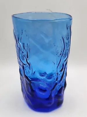 Vintage Seneca Driftwood Crinkle Delphine Royal Blue 4.25  Flat Juice Glass • $7