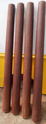 $350 • Buy FOUR Antique Brown-Stained Round Solid Core Interior Columns Salvage  
