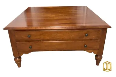 Ethan Allen Country Crossings 2 Drawer Square Coffee Table #17-8430 Cinnamon • $695