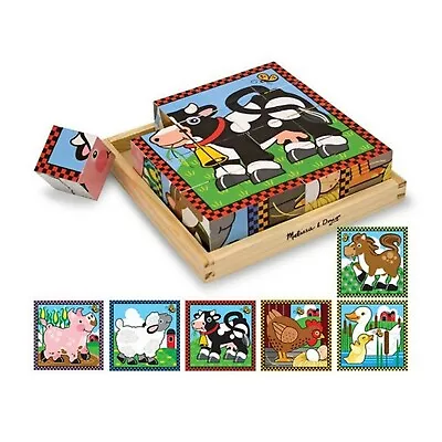 Melissa & Doug #775  6 Farm Scenes Wooden Cube Puzzle With Storage Tray - Sealed • $8.99