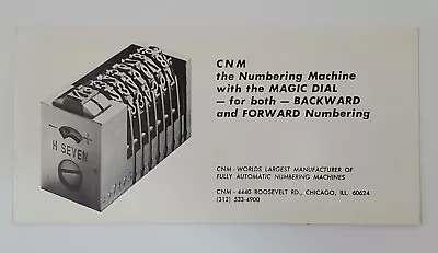 CNM Fully Automatic Numbering Machine For Printing Presses - Vintage Brochure • $19.99