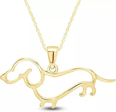 Dachshund Dog Pendant 18  Necklace 14K Yellow Gold Plated 925 Sterling Silver • $45.99