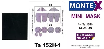 Montex 1/48 FOCKE WULF Ta-152H CANOPY & WHEELS PAINT MASK Dragon • $5.99